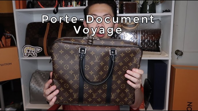Louis Vuitton Porte Documents Voyage Brown Cloth ref.262056 - Joli