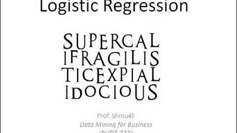 Logistic Regression: Part 1 ("Data Mining for Business Intelligence")