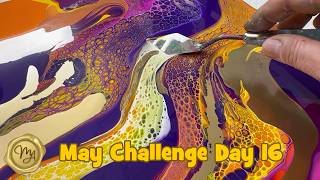 MYSTERY Color Challenge Week 3 Complementary Colors 💜💛 (Day 16) FluidArt Tutorial by MarjoleinART