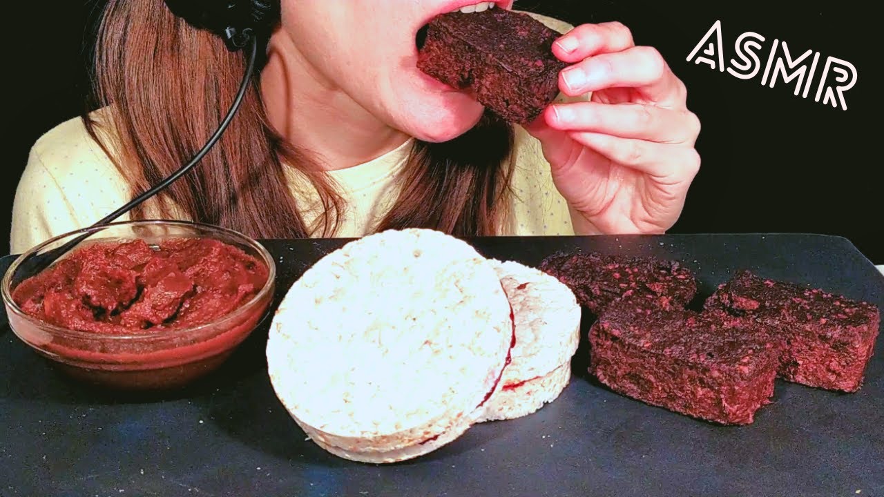 ASMR FUDGY Brownies + PB&J Rice Cakes + Chocolate Mousse (No Talking ...