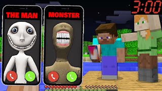 We Found Monster \& Man From the Window at 3:00 AM and minions in minecraft Scooby Craft Gameplay