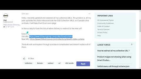 Redirection from old url to new url in shopify