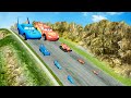 Big &amp; Small King Dinoco with BTR vs Big &amp; Small Mcqueen with BTR vs DOWN OF DEATH in BeamNG