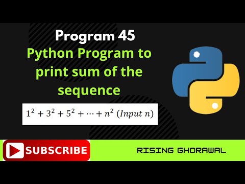 #45 Write a Python program to print series 1^2 + 3^2 + 5^2 + ...... + n^2 (Input n) | in Hindi