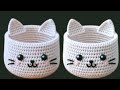 AMAZING KNITTING CROCHET DESIGN CAT BASKET MAKING TUTORIAL VERY EASY Basket Cat 
