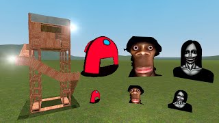 Scary Among Us, Hi My Name Is Aughh And Kuchisake Onna Nextbot Vs Towers In Garry's Mod