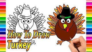 How to Draw Turkey Coloring Pages For Kids Learn Colors |Draw Color