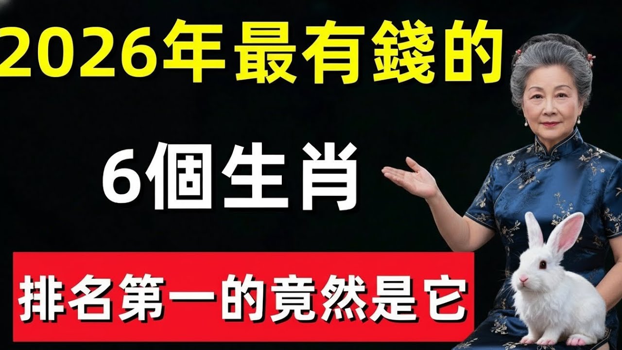 緊急收藏！2026年最有錢的6個生肖，排名第一的竟然是它，99%的人都想不到！十二生肖財富指數排行！不可不看！