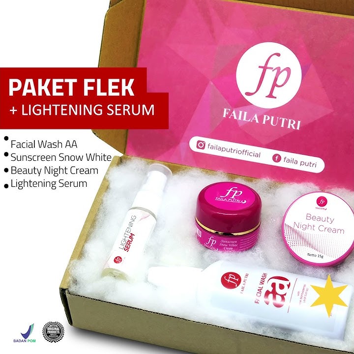 Paket Flek Whitening plus Lightening Serum Faila Putri paket isi 4 BPOM