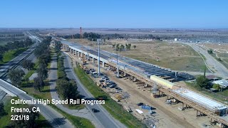 Aerial view of the california high speed rail construction progress.
it will be an engineering marvel when completed.