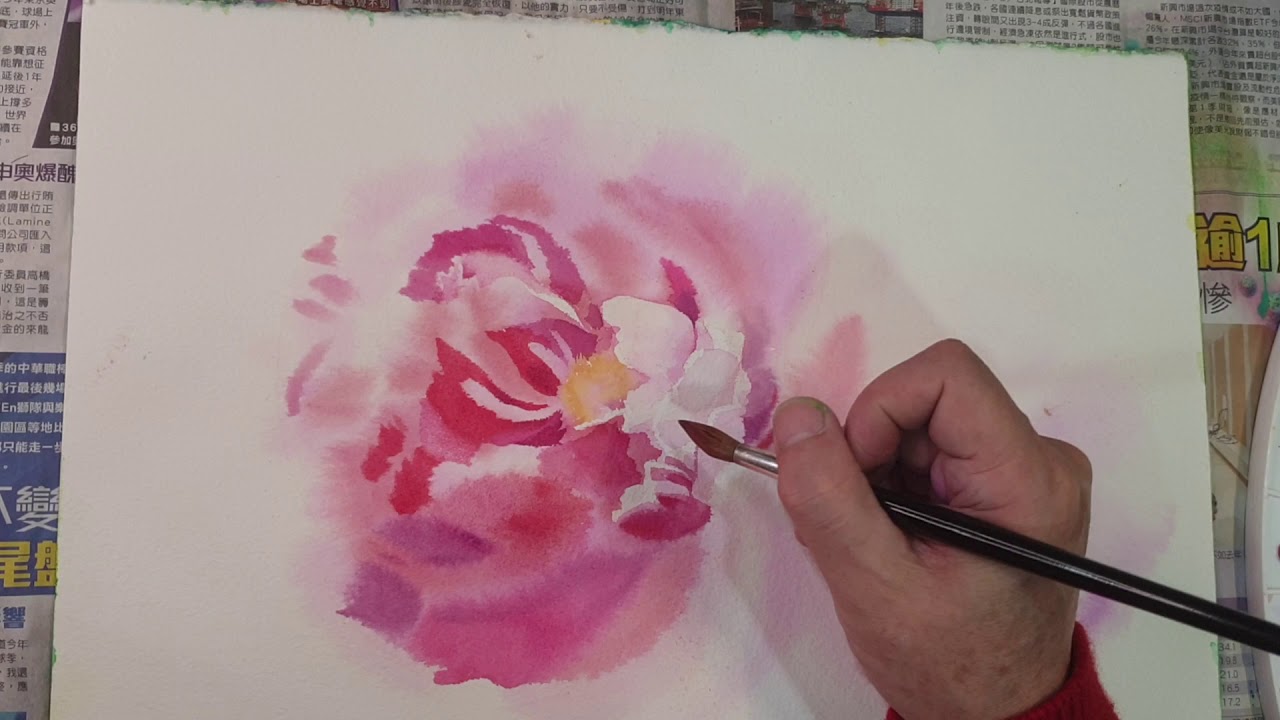 水彩牡丹畫法how To Paint Peony In Watercolor Youtube