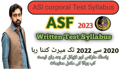 ASF syllabus 2023 /ASF Written Test Syllabus & Test Pattern /Information About ASF Written Test 2023