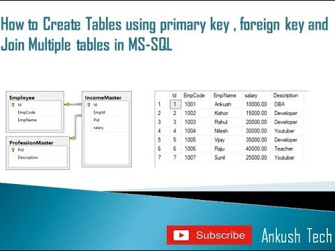 Create multiple tables with a relationship primary key , foreign key ...