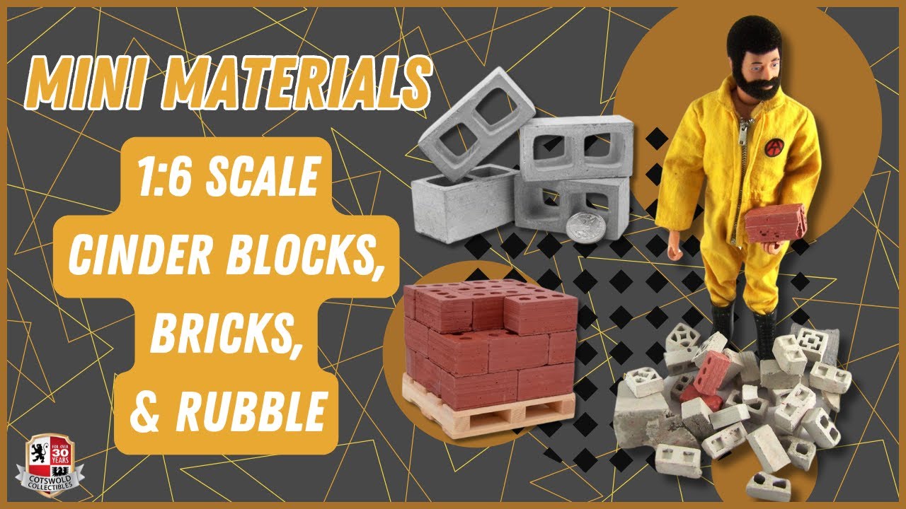 Mini Materials: 1:6 Scale Cinder Blocks, Bricks, & Rubble! - YouTube