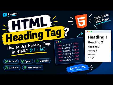 HTML Heading Tags Explained | h1 to h6 in HTML | HTML Tutorial for Beginners 2026 | #ptu #html #ai