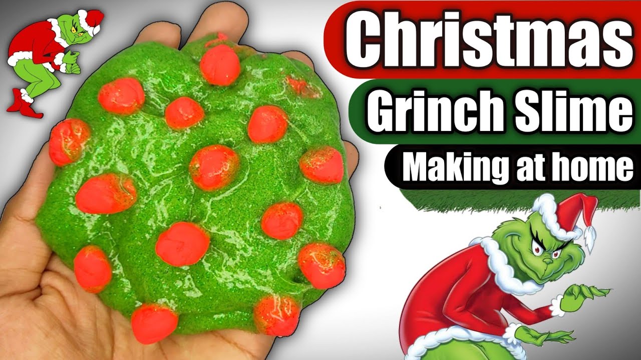 [ASMR] CHRISTMAS GRINCH SLIME🎄👅🎧 How to make Christmas Slime at home #2