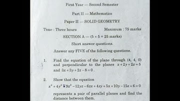 Anu 2sem maths 2018(solid geometry) paper