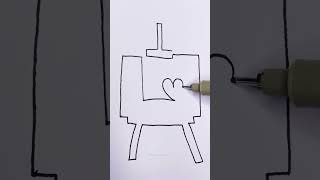 How to Draw An Easel With One Line | #shorts #trending #viral #youtubeshorts #fyp #beekeenkidsart