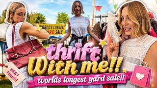 THRIFT WITH ME!! 🛍️✨ WORLD’S LONGEST YARD SALE!!