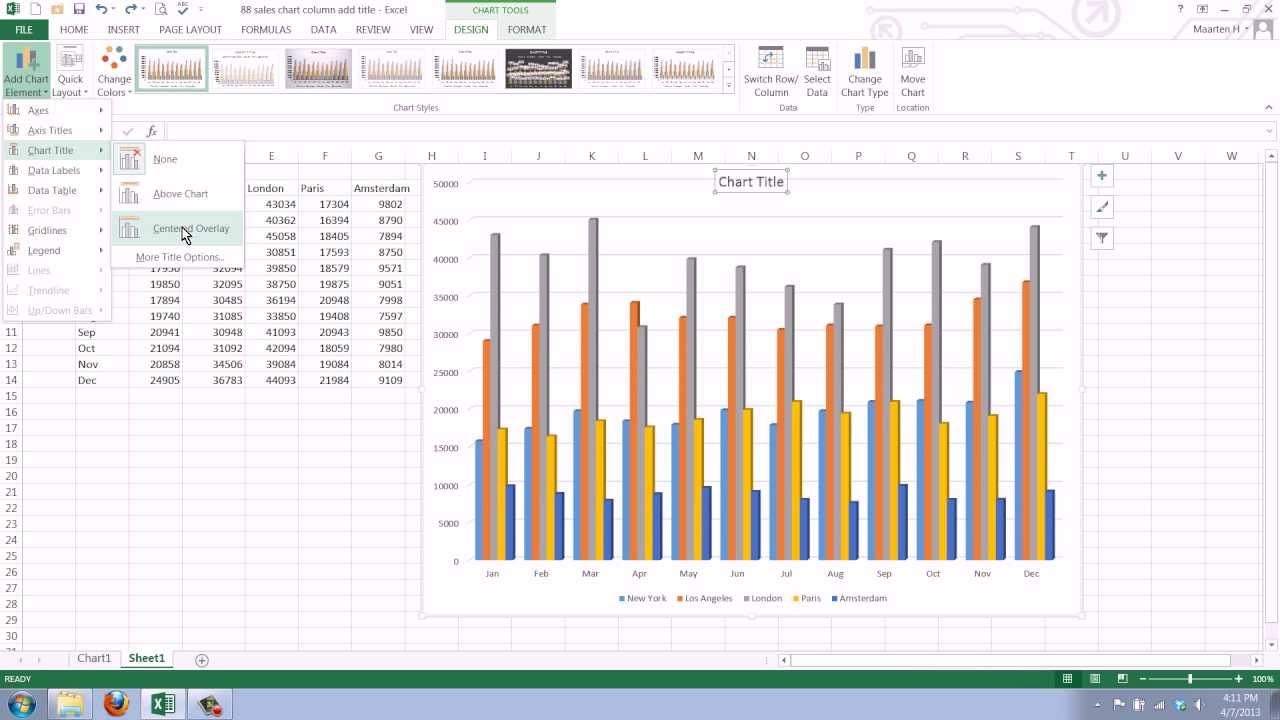 How To Add Chart Title In Excel 2013
