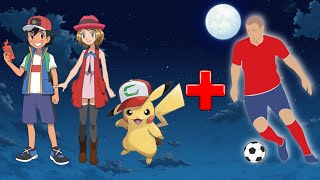 Ash , Serena and Pikachu in football player mode | pokemon character in football player mode .