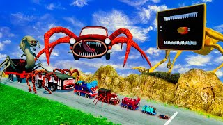 ALL MONSTERS.EXE Big & Small vs Cars Downhill Madness with CAR EATER.EXE & MEGAHORN | BeamNG Drive