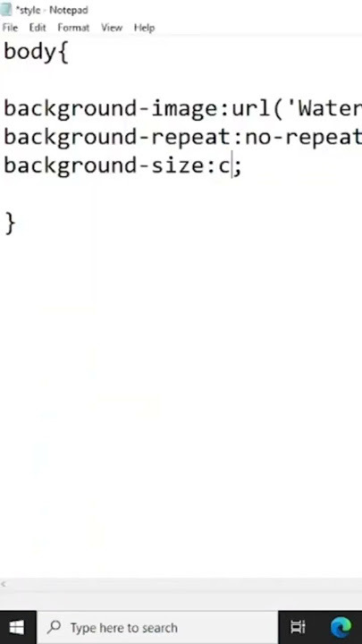 How to fit background image in webpage using CSS tag in Notepad | CSS background img|#htmlcss #image