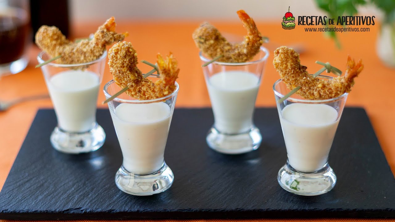 CREMA de QUESO CAMEMBERT con LANGOSTINO CRUJIENTE de KIKOS - Aperitivo en Vasitos #74