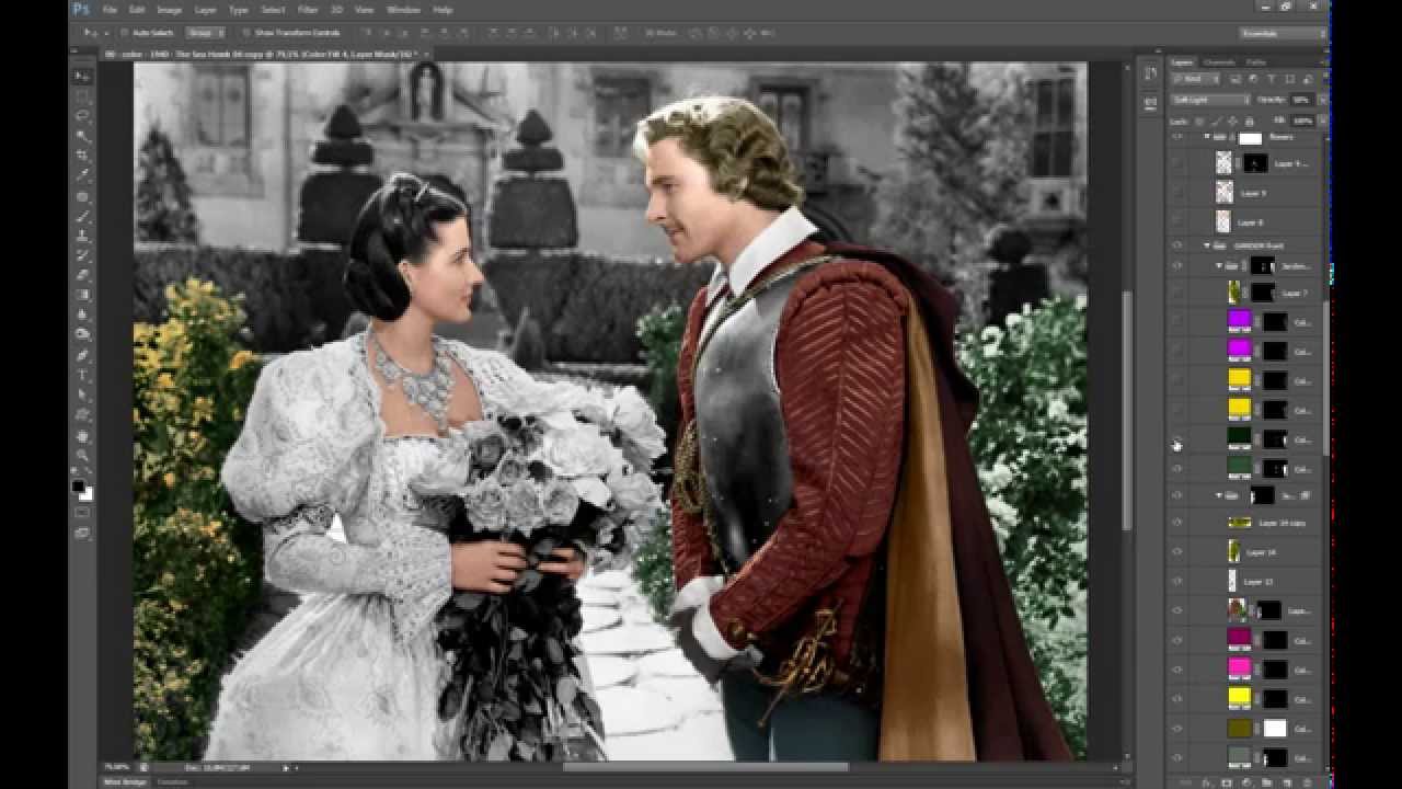 Colorization Errol Flynn and Brenda Marshall  The Sea Hawk, 1940 – Colorizando