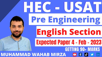 HEC USAT Pre Engineering Expected Paper 4 - Feb - 2023 | HEC USAT Paper 2023 | English Section 2023