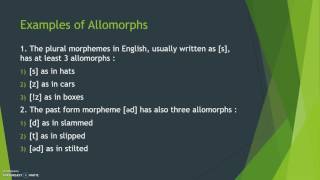 Morph and Allomorph Identification