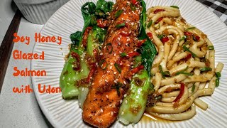 Soy Honey Glazed Salmon with Udon