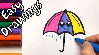 umbrella easy drawings draw step