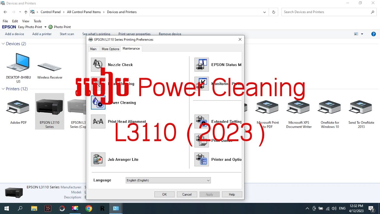 របៀប Power Cleaning Epson L3110 2023 YouTube