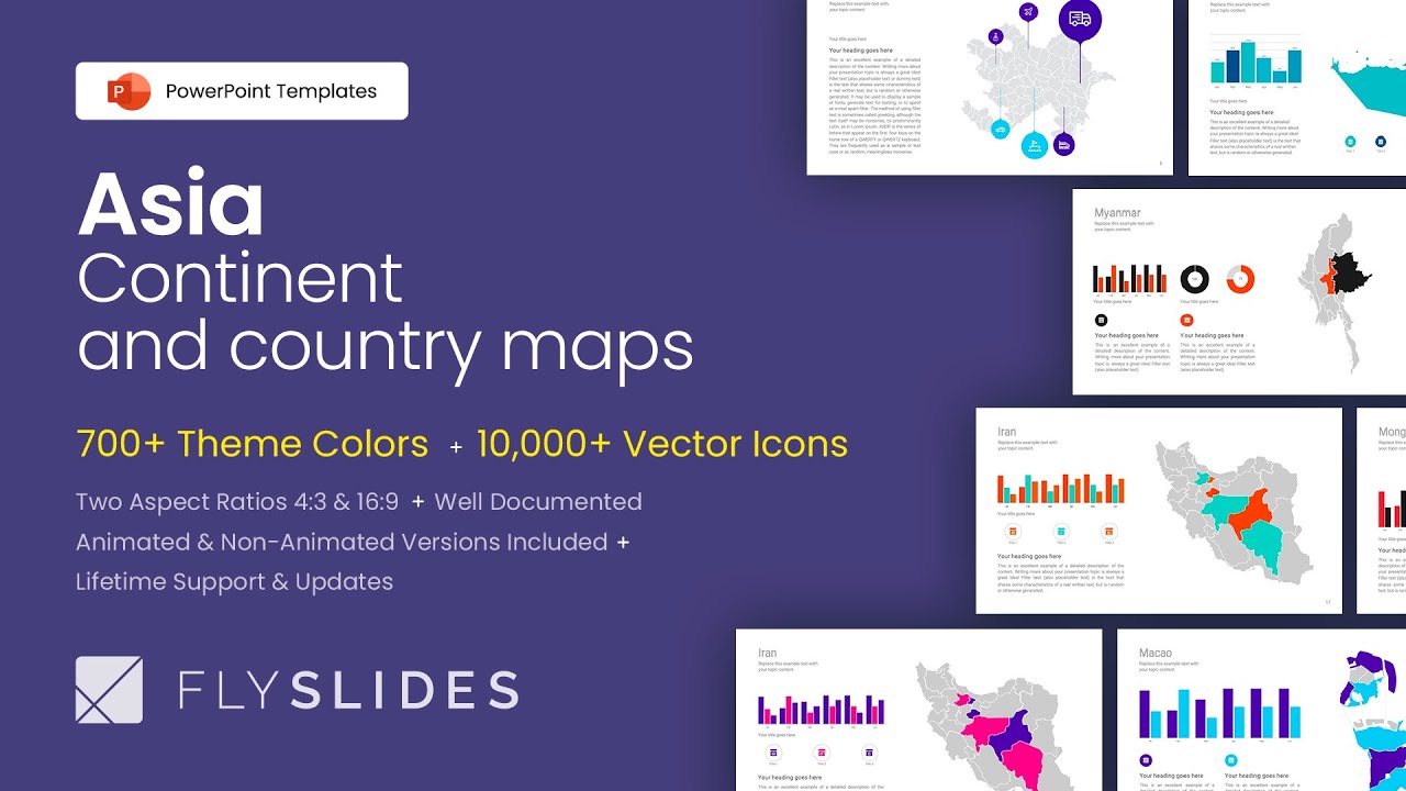 Best Asia Continent and Map PowerPoint PPT Template Collection