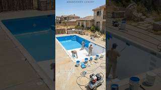 From Trash to Luxury: Pool Transformation 💦 #beforeandafter #construction #poolrestoration