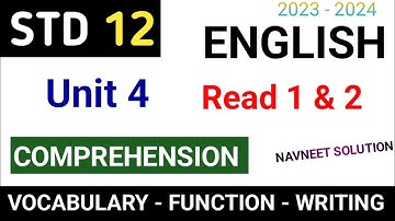 std 12 english unit 4 read 1 comprehension || std 12 english unit 4 read 2 comprehension ||