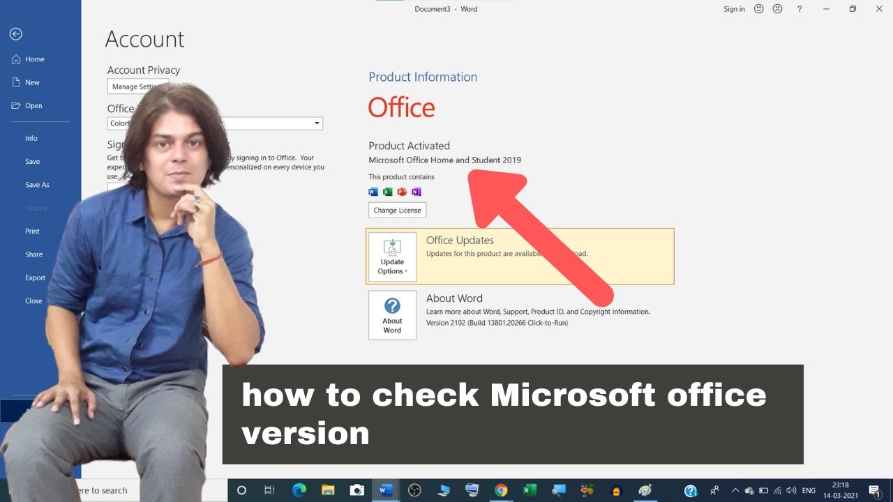 how to check ms office version | how to check Microsoft office version -  YouTube