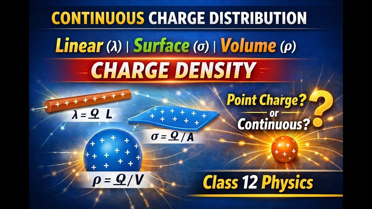 📘 Continuous Charge Distribution | Linear, Surface & Volume Charge ...