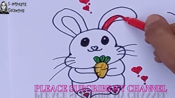 How to draw cute rabbit or bunny- in easy step advanced tutorial
