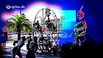 Very Large Bicycle and Mystical Robots with Lights in Barcelona.