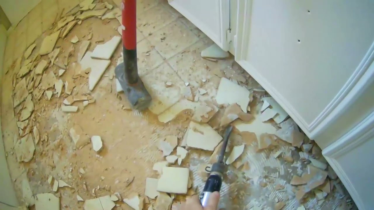 Easy way to remove tile - Harbor Freight air hammer