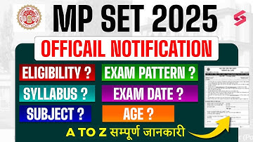 MP SET 2025 Notification | MP SET Syllabus, Exam Pattern, Eligibility & Exam Date 2025 | Full Detail