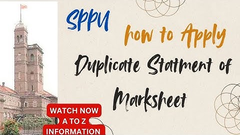 Pune University Duplicate marksheet | How to Apply Duplicate Statment of Marksheet #SPPU