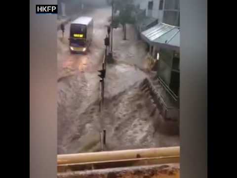 Flooding in Chai Wan as Observatory hoists Black Rain signal