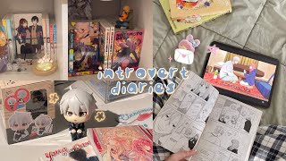 introvert diaries • manga organizing, arlecchino quest, birthday haul, gameplays +more!