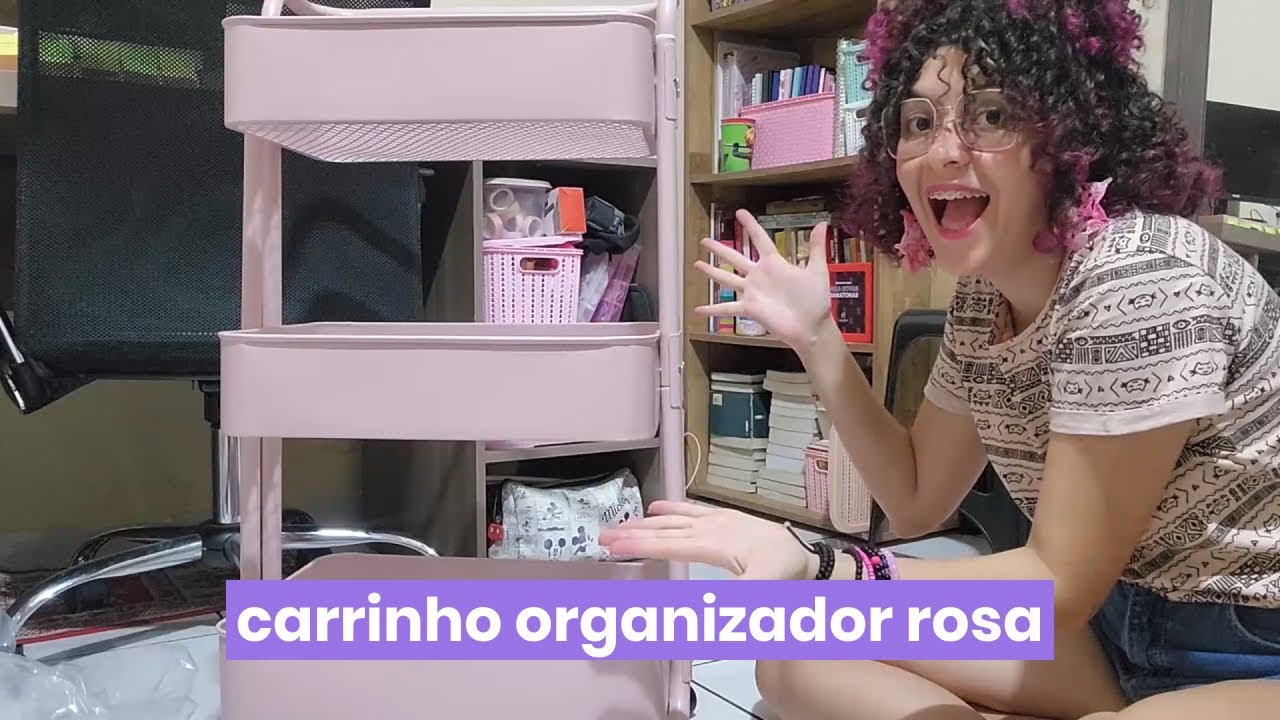 comprei um carrinho organizador rosa 💕