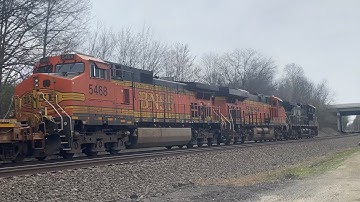 NS AC44C6M 4120, BNSF GEVO 8213 and BNSF H2 Dash 9 5468 Leading A Intermodal on 4/30/22 in Rootstown
