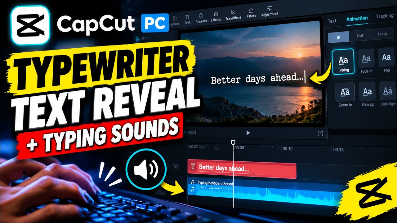 🎬 CAPCUT PC TEXT: How to Create Typewriter Text Reveal with Typing ...