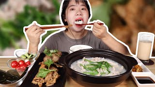 Mukbang)SUB/Cc/Lean Meat Soup Rice/ASMR eating video